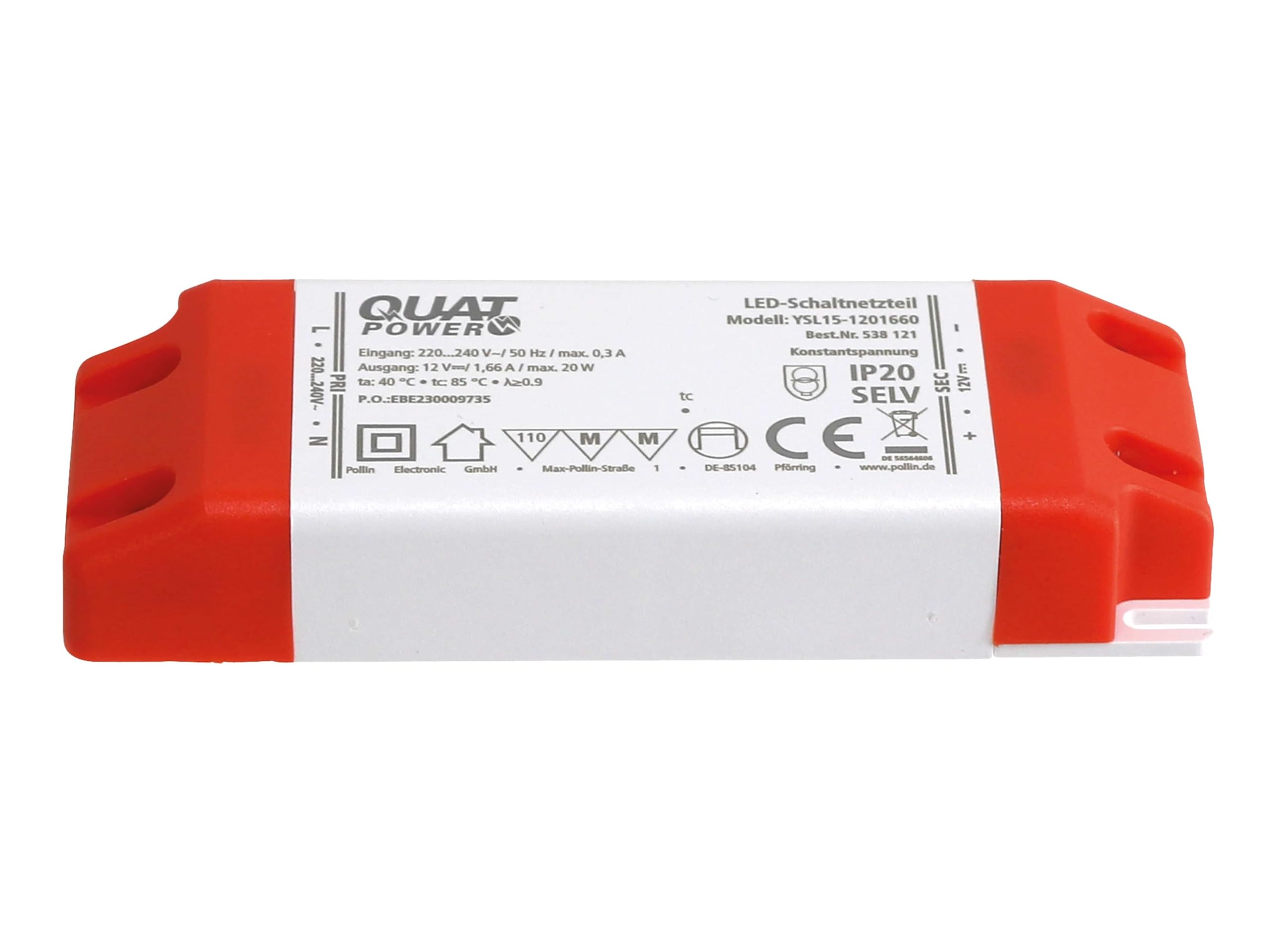 Alimentatore a LED YSL15-1201660, 12 V, 20 W
