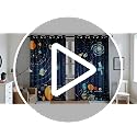 Image of Space Theme Curtains for Kids Room | Planets Cartoon Curtains 4x5 feet Set of 3 | Window Parde Galaxy Print Blinds for Boys & Girls Room | Window Curtain Panel Blue