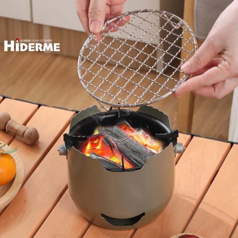 Amazon | HIDERME ソロキャンプ用 ミニ炭火コンロ 七輪型 バケツ型