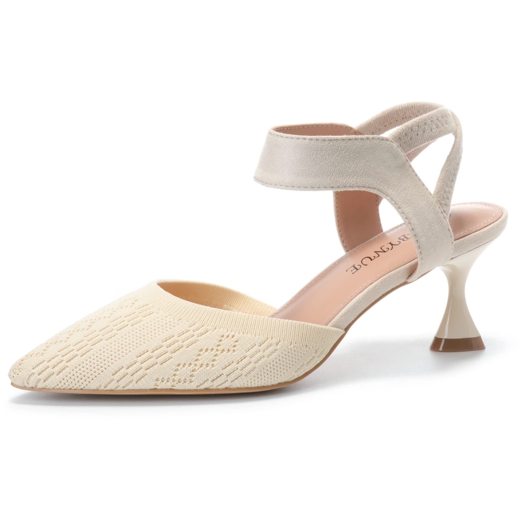 EBYNUE Women's Pumps Low Heel 2.5 inch Pointed Closed Toe Slingback Kitten Heels Party Wedding Comfortable Dress Shoes