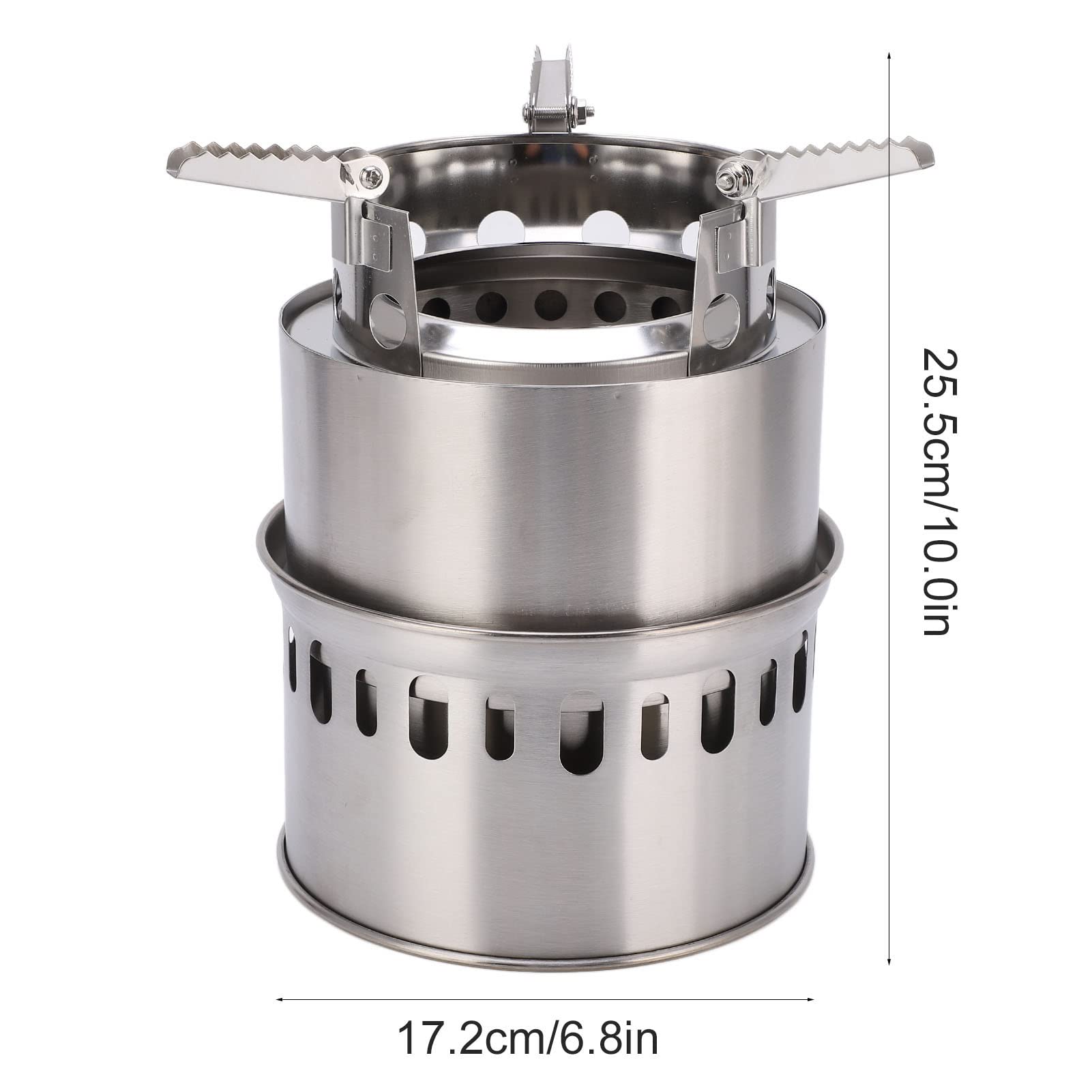 Stufa da campeggio portatile a legna, stufa compatta per backpacking per escursioni all’aperto, picnic e barbecue, stufa da campo pieghevole in acciaio inox con sacca a rete per 1–