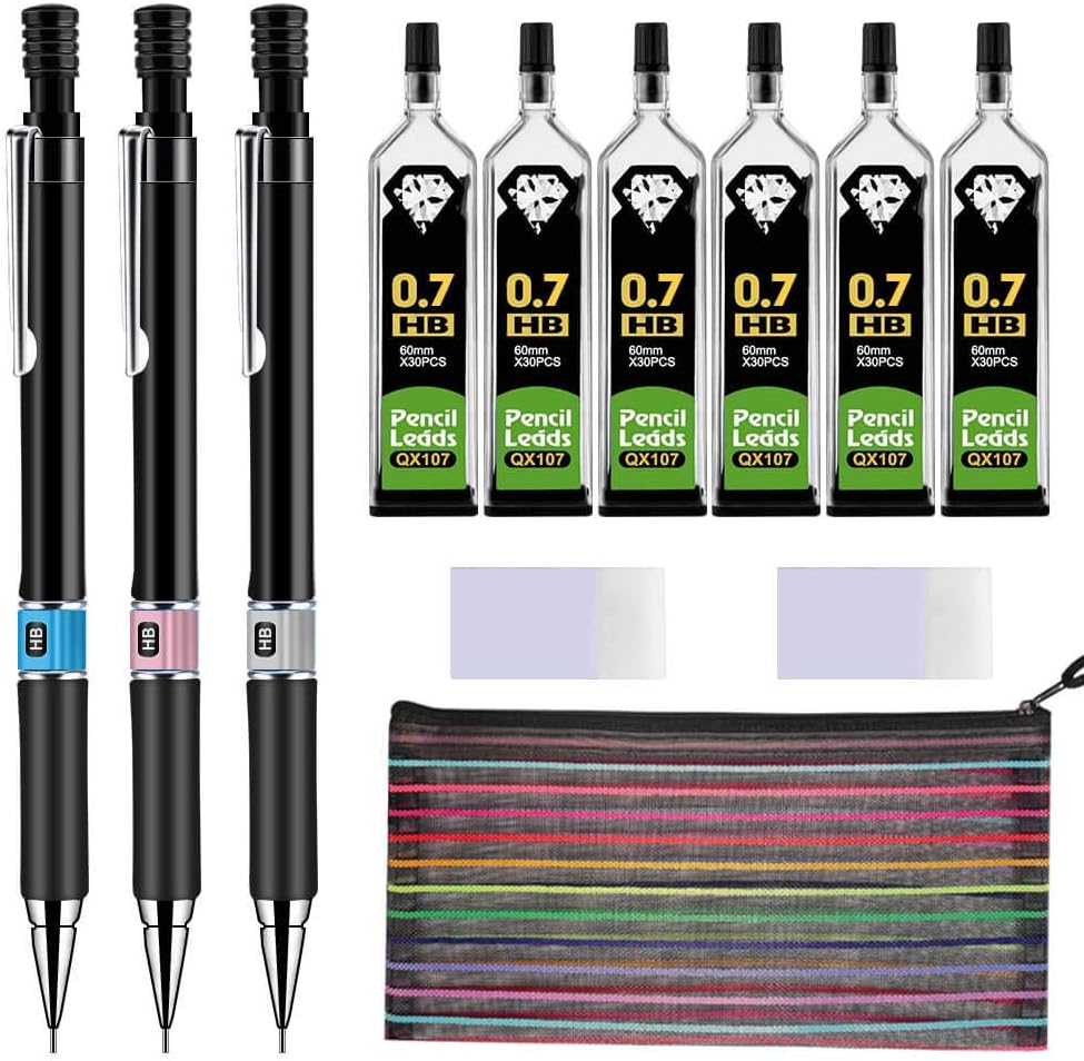 selizo 12 Pcs Mechanical Pencil Set Including 3 Pcs 0.7mm