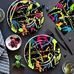 Neon Party Supplies Tableware - Glow Party Decorations Include Plate, Cup, Napkin, Tablecloth, Cutlery, Straw - Graffiti Theme Birthday Baby Shower Decorations | Serve 24 - Image 4