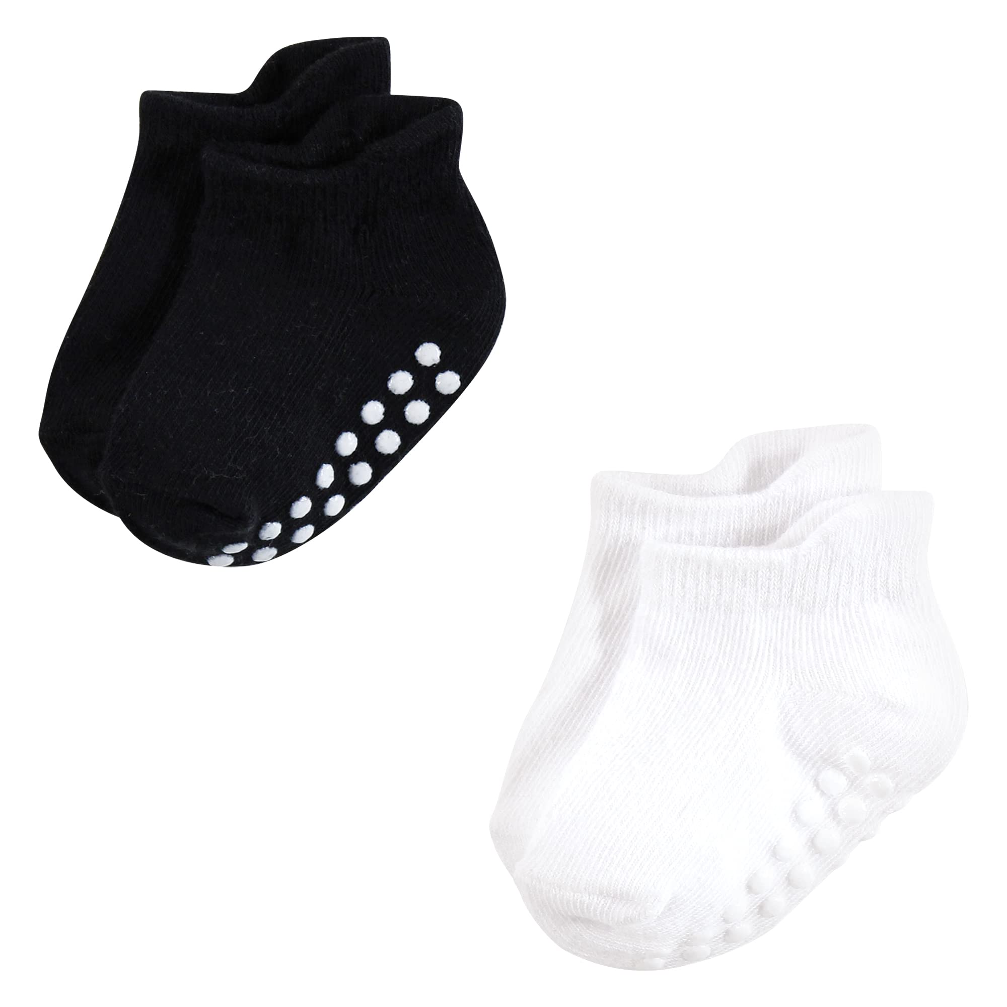 Hudson Baby Uniseks antypoślizgowe skarpetki bez pokazu, czarno-białe, 4-6 maluchy, 4/6X