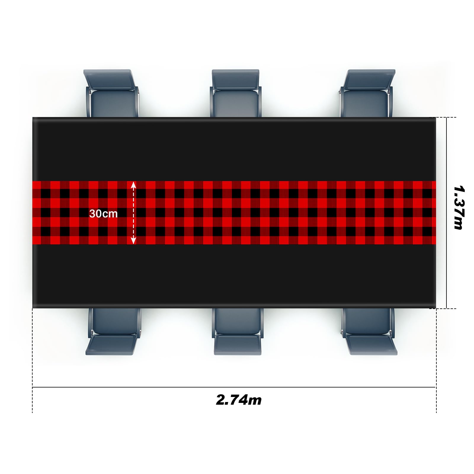 Oudain Mantel de plástico desechable a cuadros con diseño retro a cuadros de 274 x 137 cm, mantel rectangular a cuadros para Halloween, picnic, fiesta de cumpleaños (negro y rojo, 12 piezas)