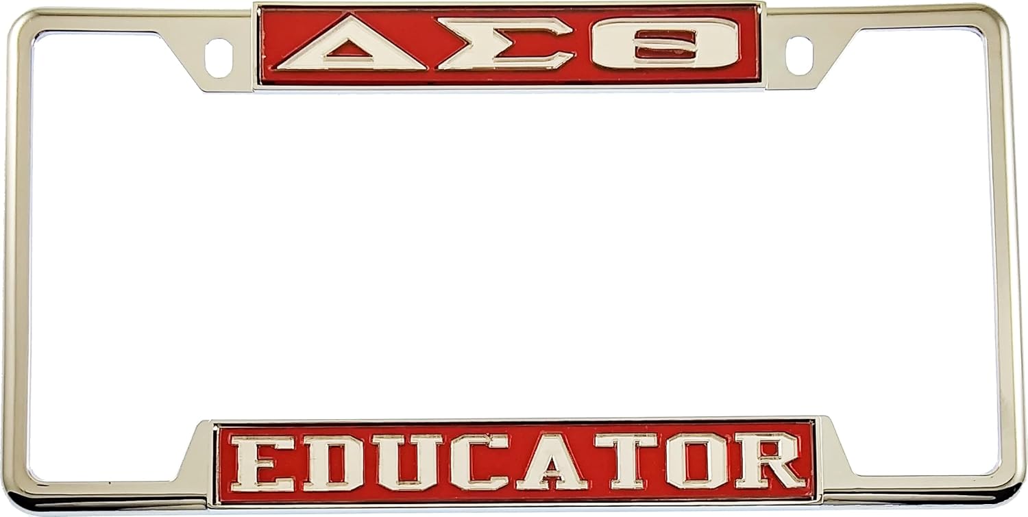 Delta Sigma/Σ Theta Educator License Plate Frame [Decal Visible Frame - Red/Silver - Car/Truck] - ID#26071