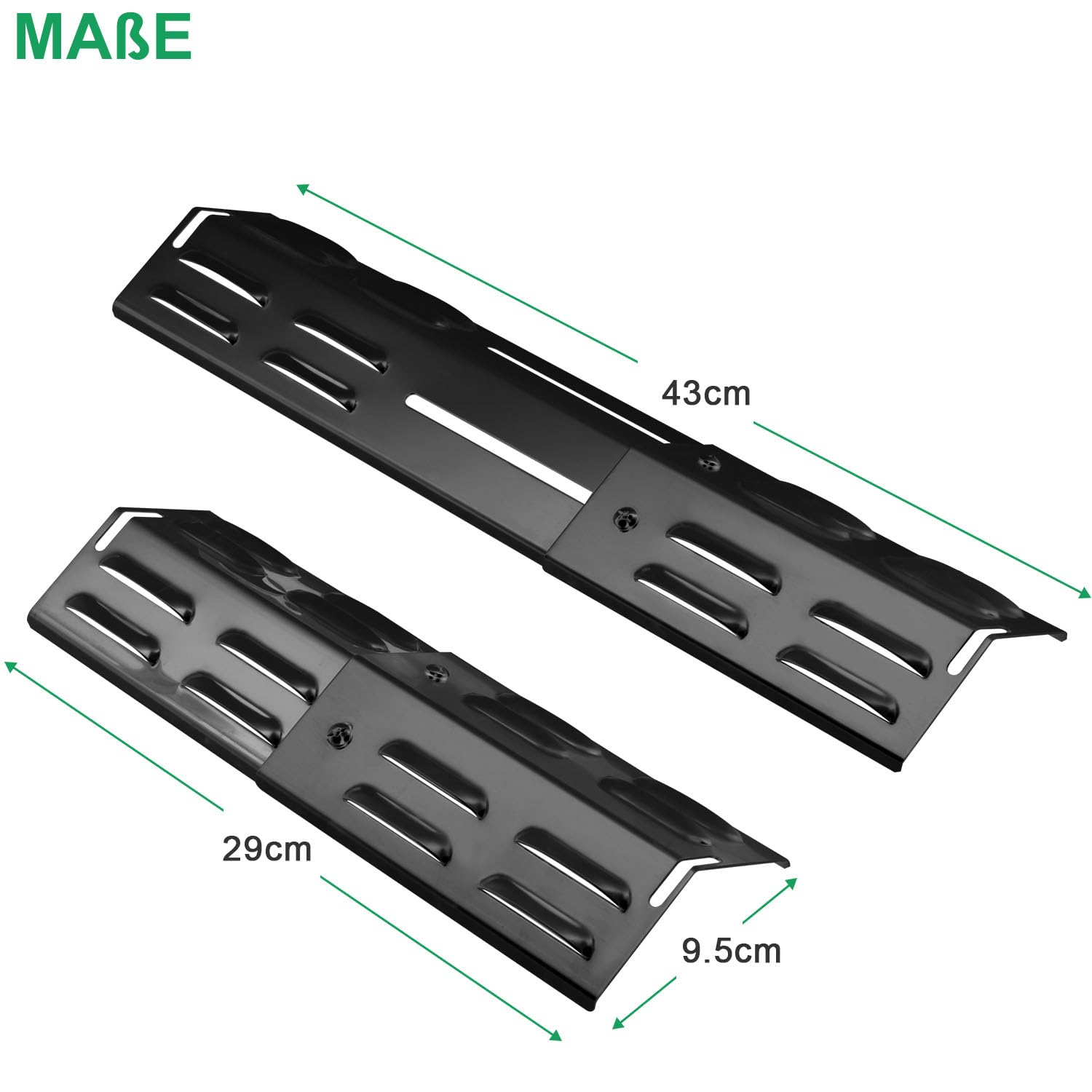 WELL GRILL Regulowana osłona palnika od 29 cm do 43 cm, rozdzielacz płomienia, szyny aromatyczne, akcesoria do Burnhard, Mayer, Campingaz, Enders i większości grilli gazowych, 6 sztuk