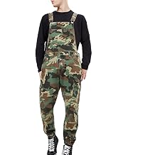 Snoly Mens Casual Cotton Jumpsuits Shoulder Straps Camo Bib Overalls Long Pants