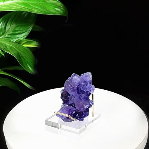 Miniatura 8 de Hipiwe Soporte de exhibición de metal con base acrílica, soporte dorado para tarjetas de visita con caballete de roca para coral fósil, rocas