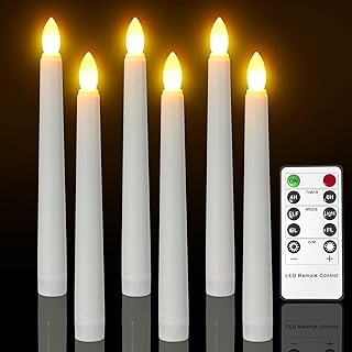 PChero LED Taper Candles with Remote Timer, 6 Pack 7.9