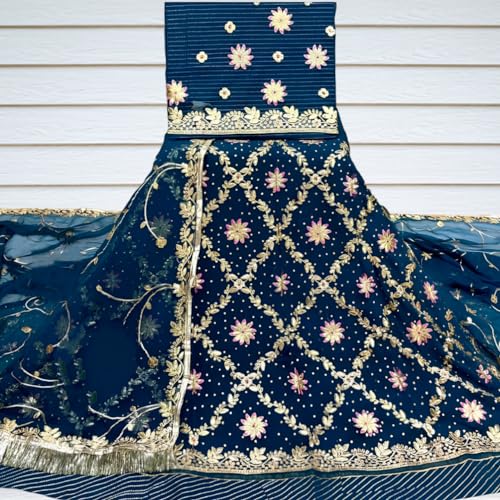 Image of Heavy Embroidery Work Semi Stitched Shimmer Silk Rajputi Poshak For Women Rajasthani Lehenga Choli