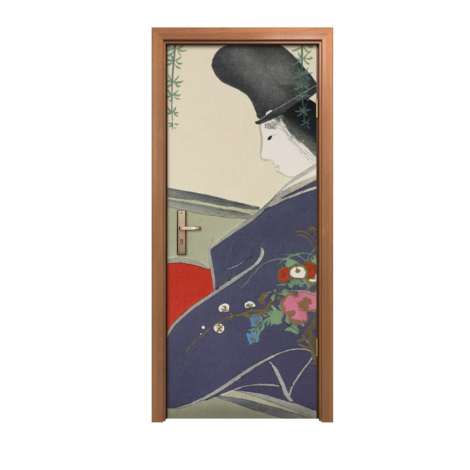 Autocollant de porte Kimono des femmes pour une ambiance zen