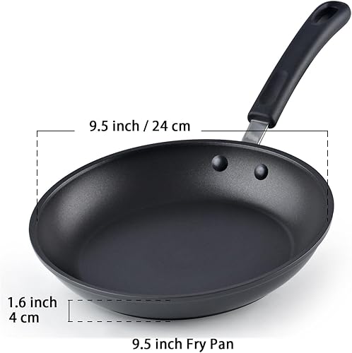 Vista 10 de Cook N Home Sartén antiadherente anodizada profesional (8"/9.5") de 2 piezas, negro