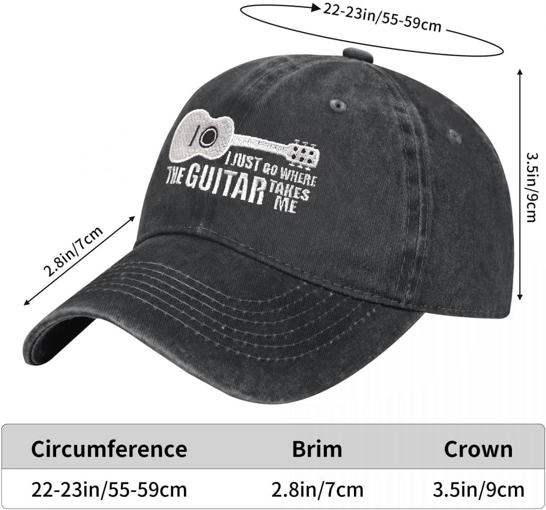 Guitar Lover, Embroidered Guitar Gifts Music Hat for Men Women Dad Hat Baseball Cap Adjustable Unisex - Image 3