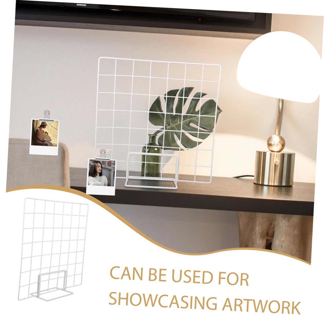 Gatuida Display Holder Stand Set 2 Countertop Display Racks Grid Shelves for Art and Photos