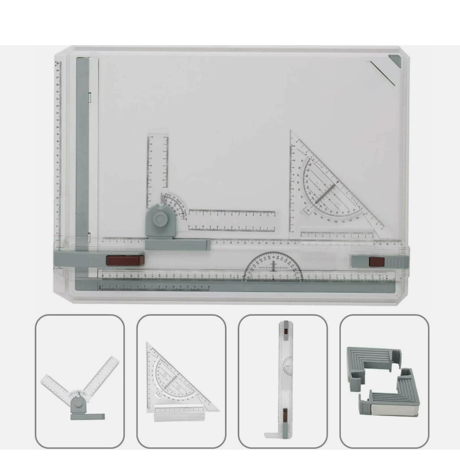 A3 Zeichenbrett, 51 x 37 cm, verstellbarer technischer Zeichentisch mit Parallelbewegung, Schiebelineal und Zubehör, Multifunktions-Zeichenbrett für Studenten, Ingenieure, Künstler und