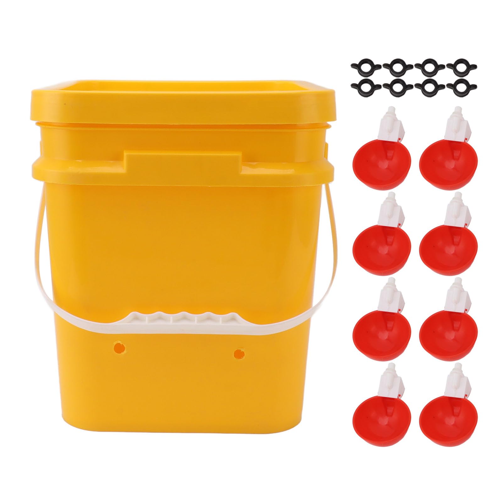 Generic Bebedero Automático para Pollos con Barril de Mano de 12 L, Herramienta Duradera para Beber Aves de Corral para Patos, Gansos y Codornices, 11,1 X 9,6 X 9,6 Pulgadas, Blanco (Cubo + Tazón