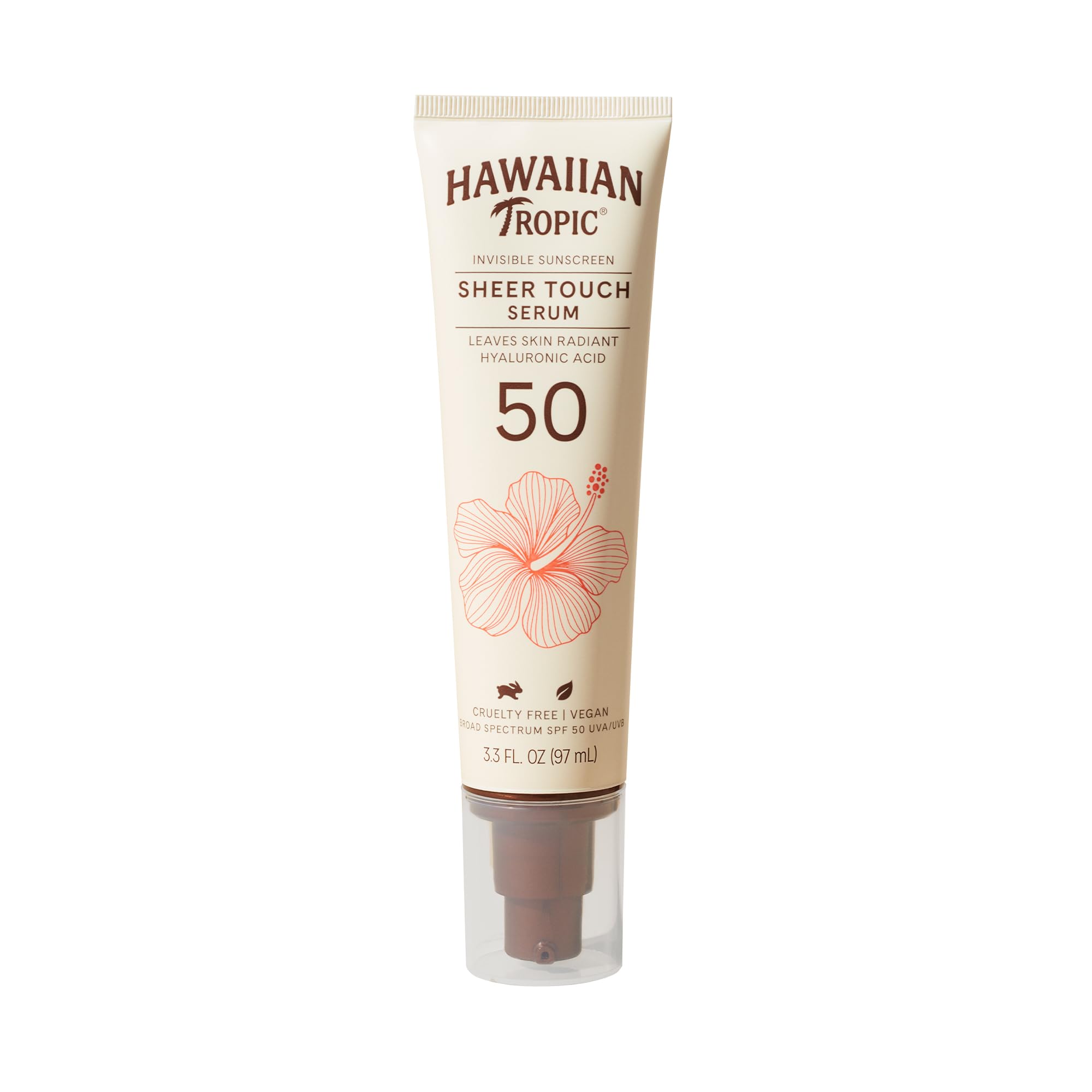Hawaiian Tropic Sheer Touch Body Serum SPF 50, 3.3oz | Hyaluronic Acid Serum, Travel Size Sunscreen SPF 50, 3.3oz