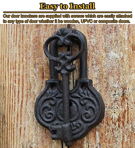 Aboss Antique Lock Door Knocker, Handmade Cast Iron Vintage Small Door Knockers For Front Door Barn Shed Doors Gates Castle #TOP2