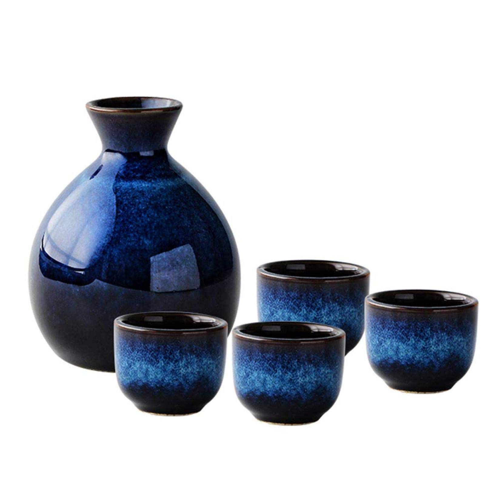 Service à saké pour soirées japonaises : tasses en poterie et pot de 12 oz chez soi