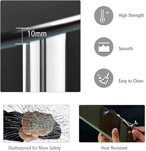 Miniatura 14 de Moccha - Mesa de centro de cristal, 3 niveles, moderna mesa de té ovalada de vidrio liso con amplio escritorio de vidrio y patas cromadas