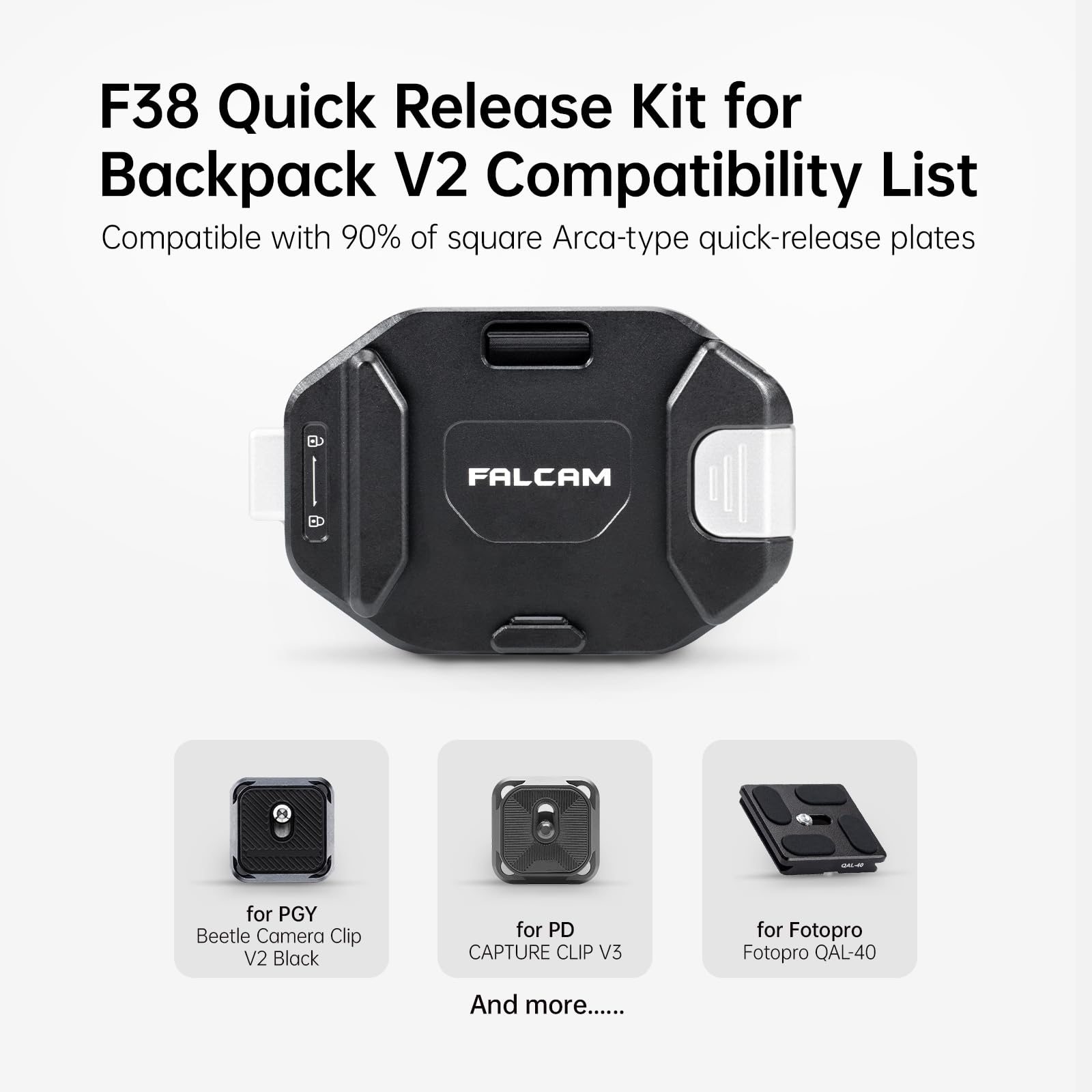 FALCAM F38 Quick Release Kit for Backpack V2, Morsetto zaino con piastra a sgancio rapido per fotocamera, Filettatura 1/4" a 3/8", Compatibile con Arca-Swiss, Adattatore universale per treppiede