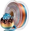Filament pour imprimante 3D AzureFilm PLA Silk Rainbow 1,75 mm - Bobine de 1 kg - Finition brillante - Facile à imprimer - Couleurs vives - Pour toutes les imprimantes FDM (Sunset Splash, 1kg)