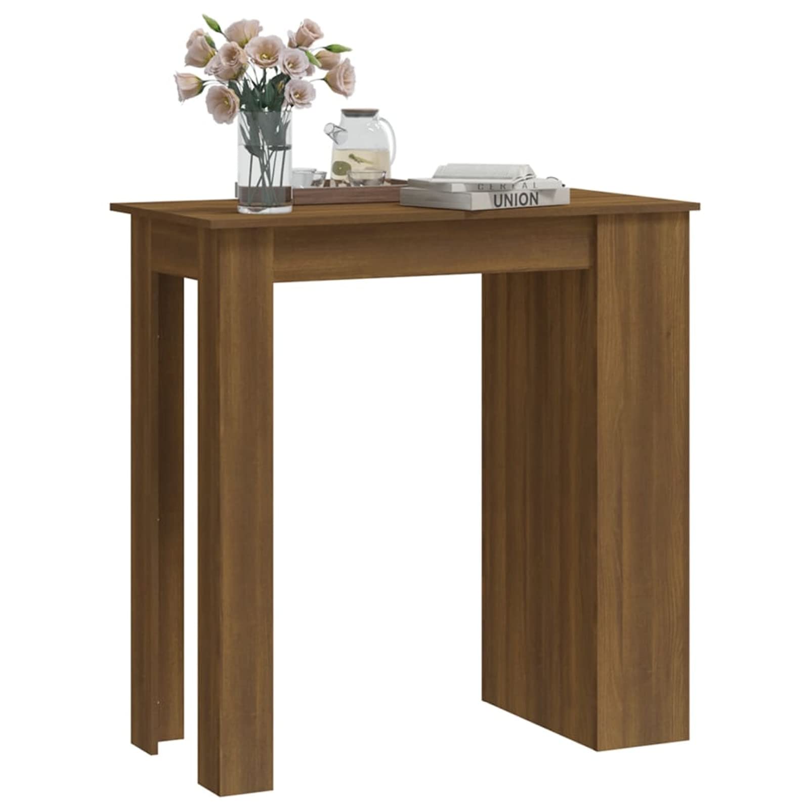 Homgoday Stolik barowy z półkami Brązowy dąb 102 x 50 x 103,5 cm, stół zewnętrzny, stół kuchenny stół zewnętrzny