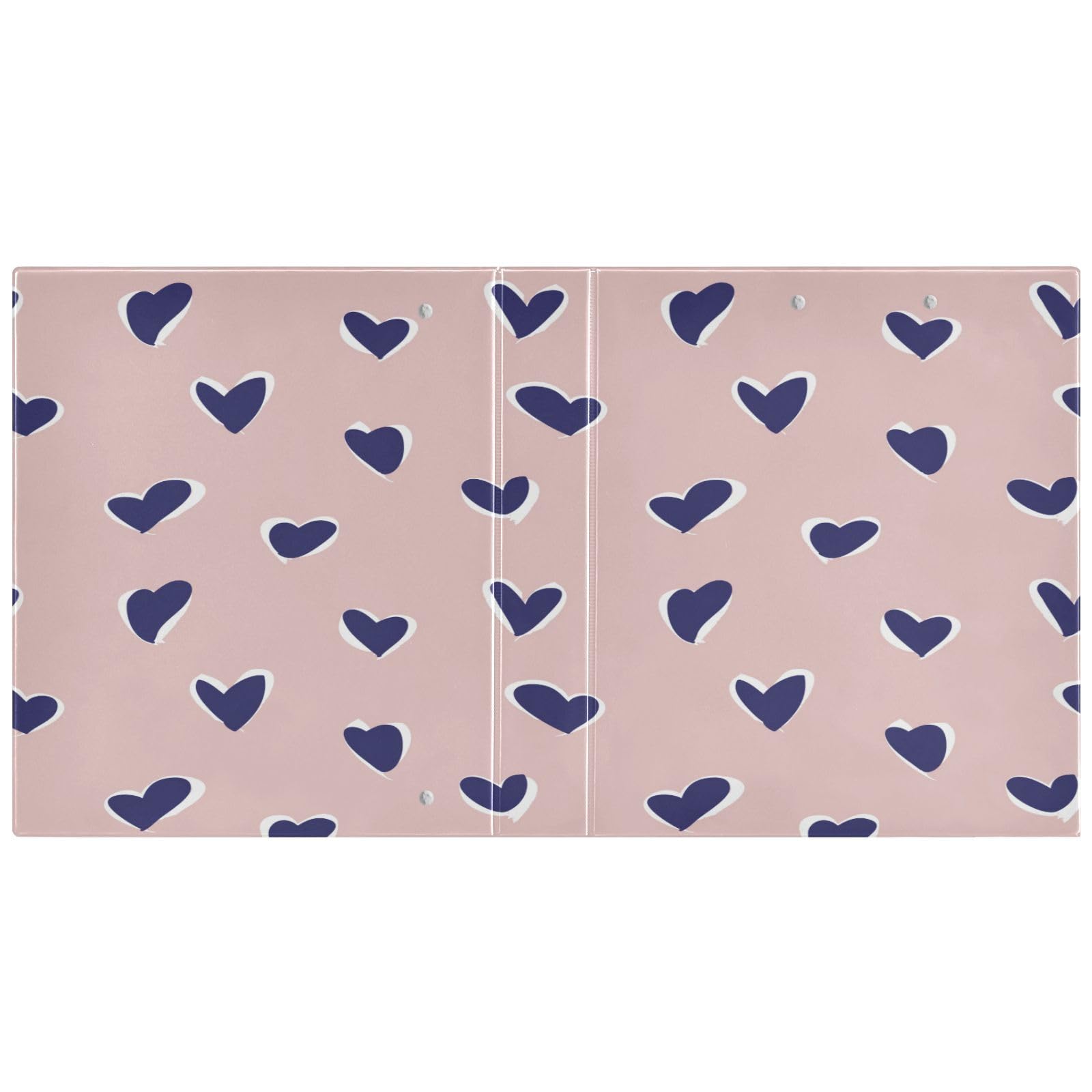 SKYSHU Love Heart - Raccoglitori ad anelli rotondi con 3 tasche interne in PVC trasparente, impermeabili, robusti, 3,8 cm, con clip in metallo antiscivolo, raccoglitori versatili per 200 fogli,