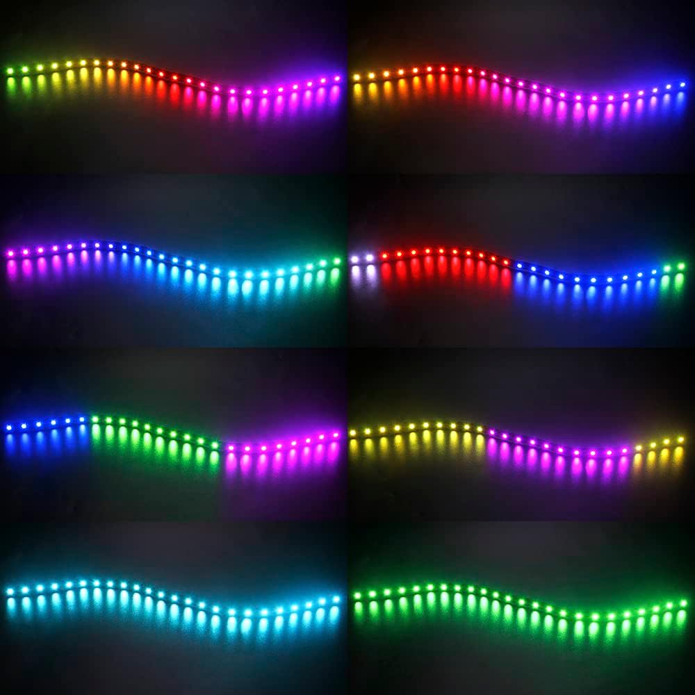 ALITOVE Addressable RGB PC LED Strip ARGB Magnetic PC Case Strip Light for ASUS Aura SYNC Gigabyte RGB Fusion MSI Mystic SYNC ASRock Polychrome RGB 3 pin 5V ADD Header Motherboard, 36cm 21 LED, 2pcs