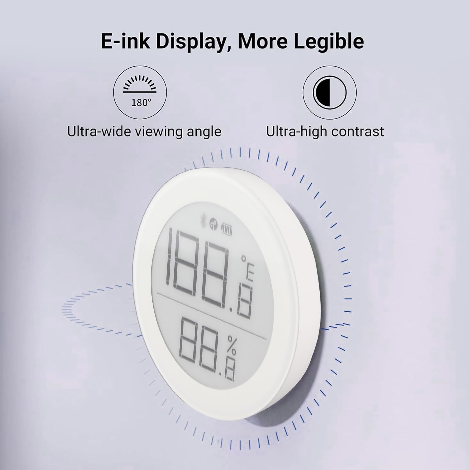 Qingping E-Ink Smart Home Temperatur- und Luftfeuchtigkeitsmessgerät, Klarer Bildschirm, Schweizer Sensor, Kompatibel mit BT App/Mi Home für Fernzugriff und Automatisierung, Innenbereich,