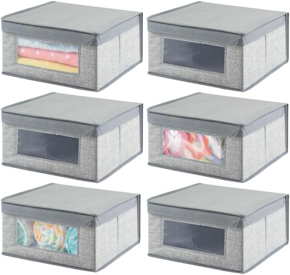 mDesign Set of 6 Nursery Storage Boxes Fabric Storage Box for a Tidy Nursery and Home Ideal