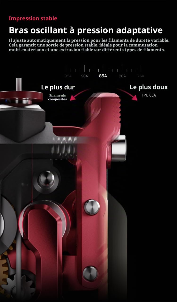 Extrudeuse à entraînement direct Phaetus DXC2 pour série Creality K2｜Mise à niveau prête à l’emploi｜Double engrenage｜Engrenages revêtus RNC｜Lame DLC｜Entretien magnétique sans outil
