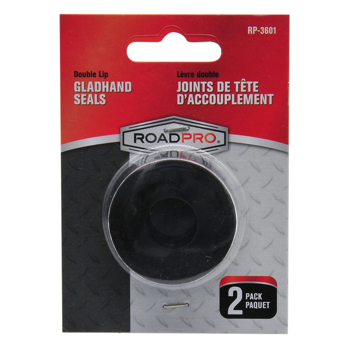 RoadPro RP-3601 Double Lip Gladhand Seals - Pack of 2, Black