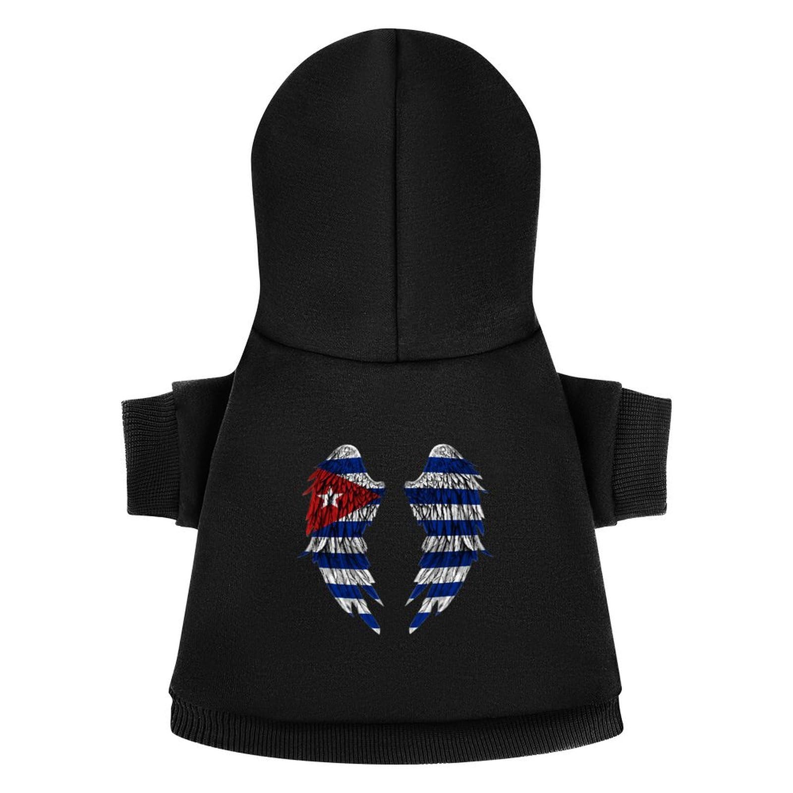 Wings Cuba Flag Dog Hoodies,Soft Breathable Pet Clothing with Hood Puppy Vest Sweatshirt Dog Sweater