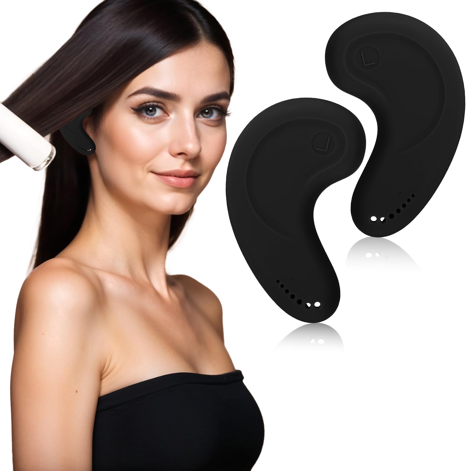 Copriorecchie per tinture per capelli, resistenti alle alte temperature e riutilizzabili, in silicone, per saloni di bellezza, casa, proteggono dall'asciugatrice e dal ferro da stiro, colore nero