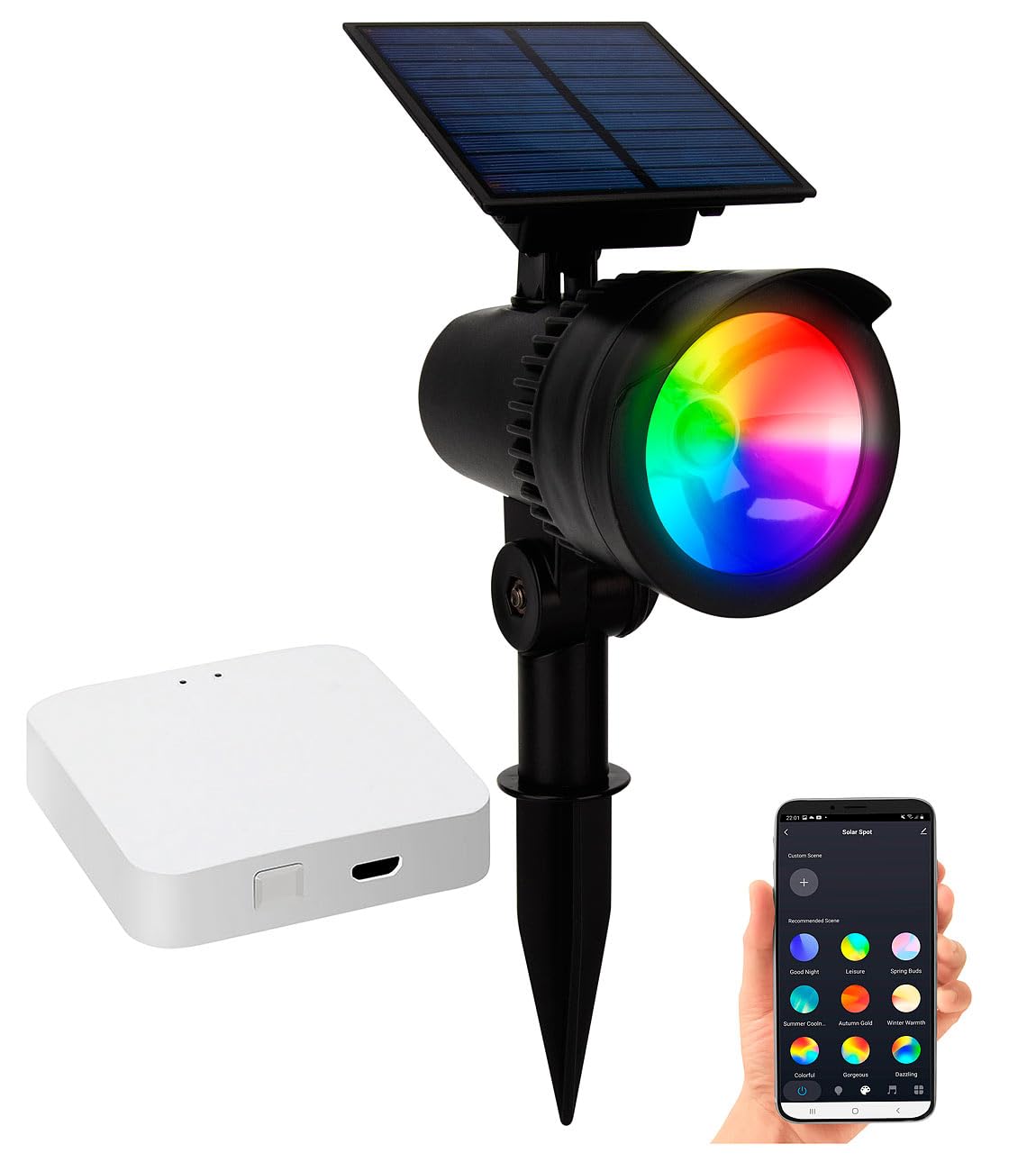 Spot LED solaire connecté et passerelle réseau Mesh [Lunartec]