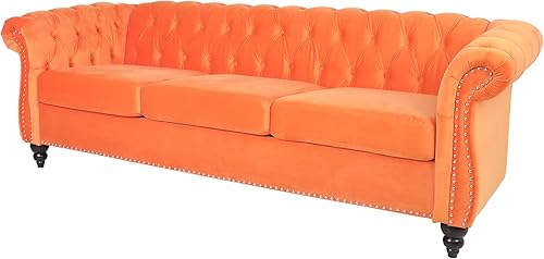 Miniatura 56 de RARZOE Sofá biplaza tradicional Chesterfield, moderno y vintage Chesterfield con botones capitoné de terciopelo con ribete de cabeza de clavo,