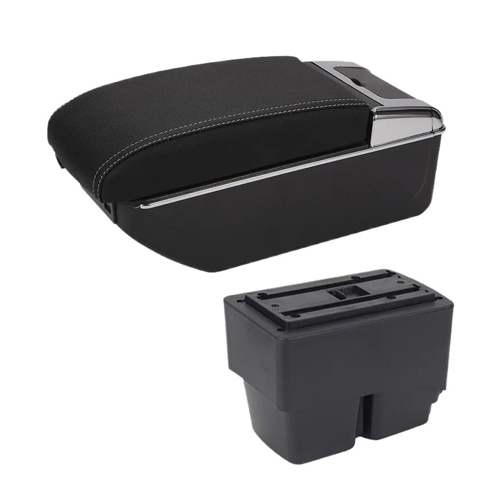 GBGWRMRYX Center Armrest Box For Fiesta Car Armrest Box Interior Details Parts Special Retrofit Parts Center Storage Box Accessories Arm Rest(B3 Black white 7USB)