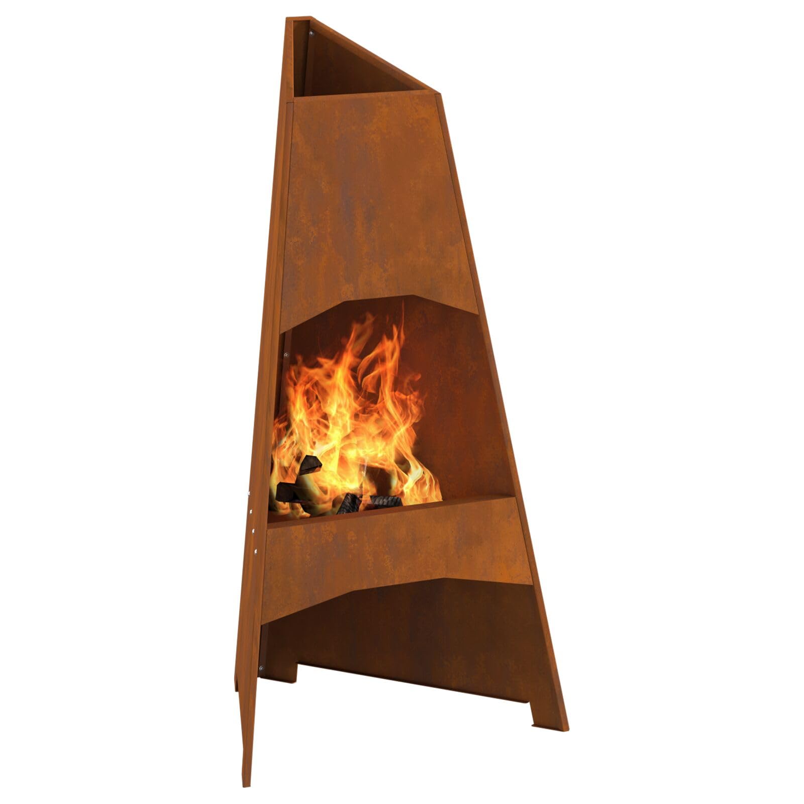 Piramida do paleniska 50 x 45 x 95 cm stal kortenowa - 858941