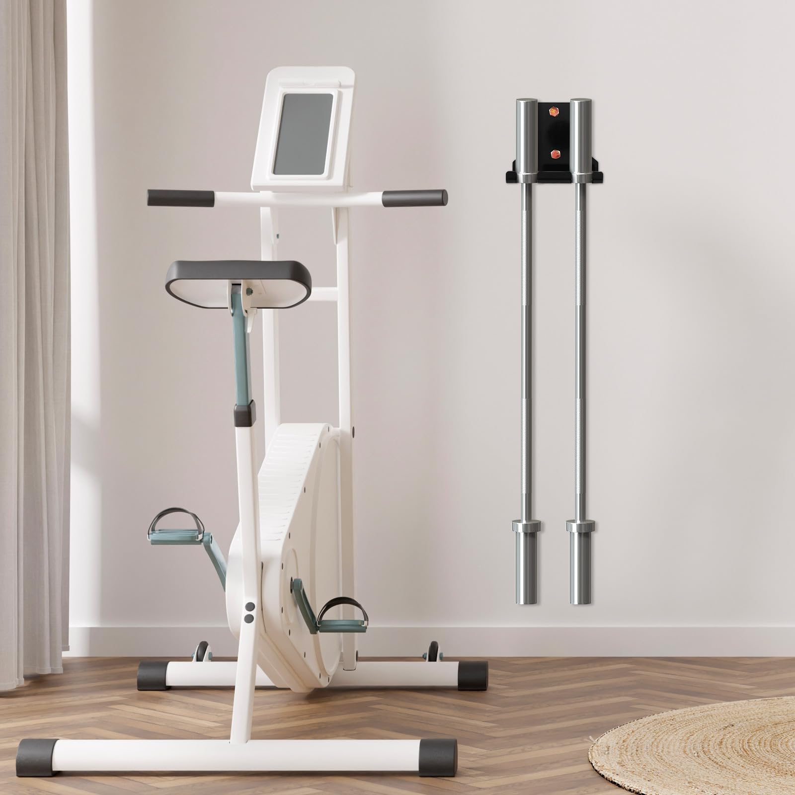 DOITOOL Estante de Almacenamiento de Barras de Pesas de Pared para Gimnasio en Casa, Soporte Doble para Barra Estándar, Acero Resistente y Compacto, Accesorio Fitness para Musculación