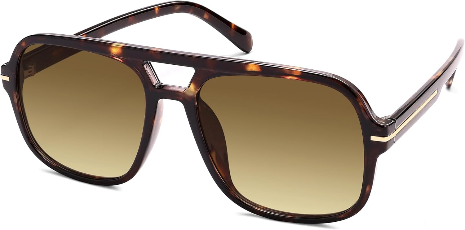 Retro Trendy Square Aviator Sunglasses Womens Mens 70s Classic Vintage Oversized Sun Glasses AR82173 - Image 2