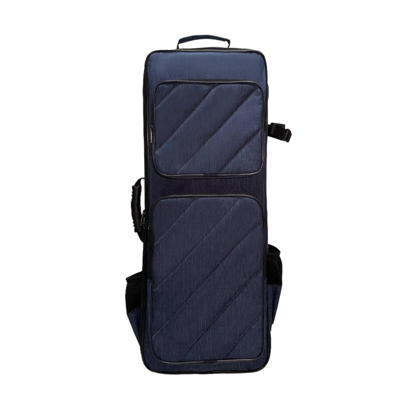Double Flute Carry Bag Padded Flute Bag Sheltering Case with Shoulder Strap for Students, Rehearsals, Travel, School Blue Long Double-image-40