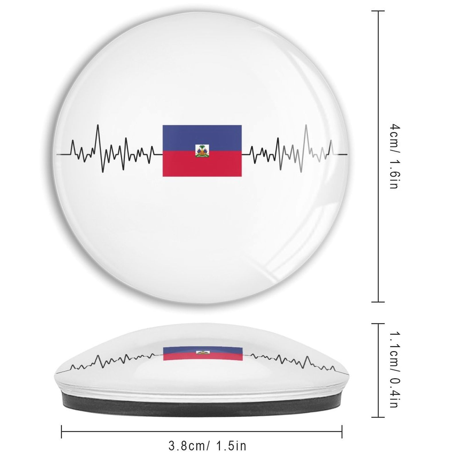 Glas-Kühlschrankmagnete, Heatbeat Haiti-Flagge, starke Magnete, patriotische Flagge, Spind-Magnete, Länderflaggen, Kühlschrankmagnete, Küche, Büro, Whiteboard-Dekor-Magnete, 4 Stück