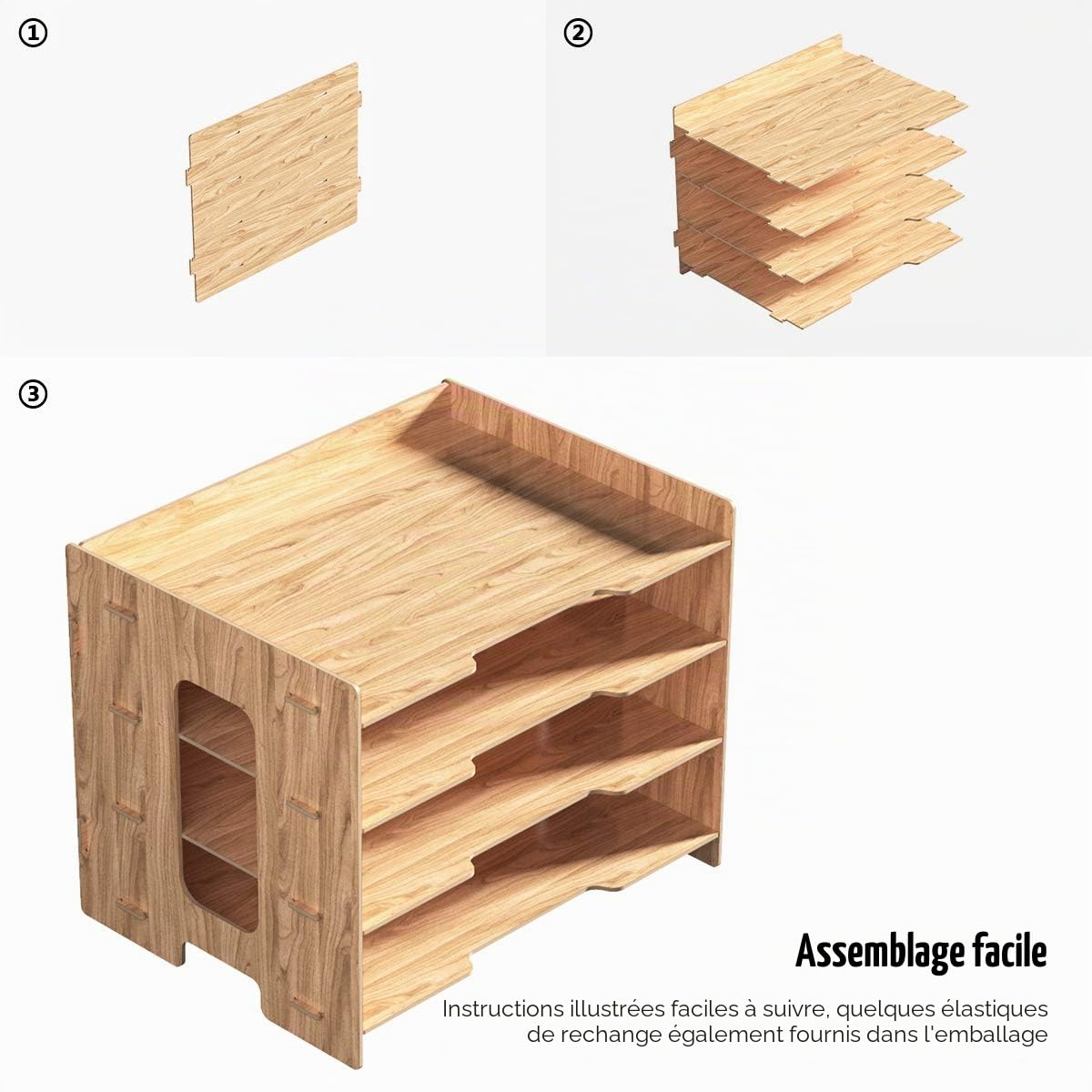 Trieur de Documents A4 Organiseur de Bureau Organiseur de Rangement en Bois Classeur pour Le Bureau(33 * 24 * 27cm)…