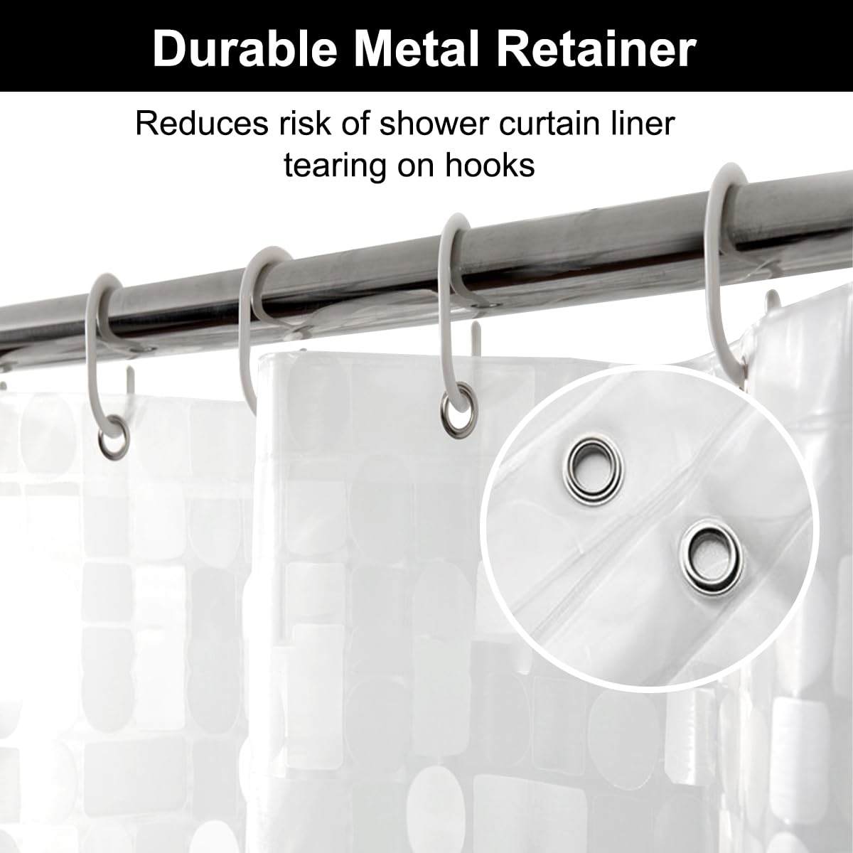 Tenda Doccia Trasparente EVA 180x200 Cm - Impermeabile Con 12 Occhielli E Magneti, Per Bagno Moderno - Foto 7