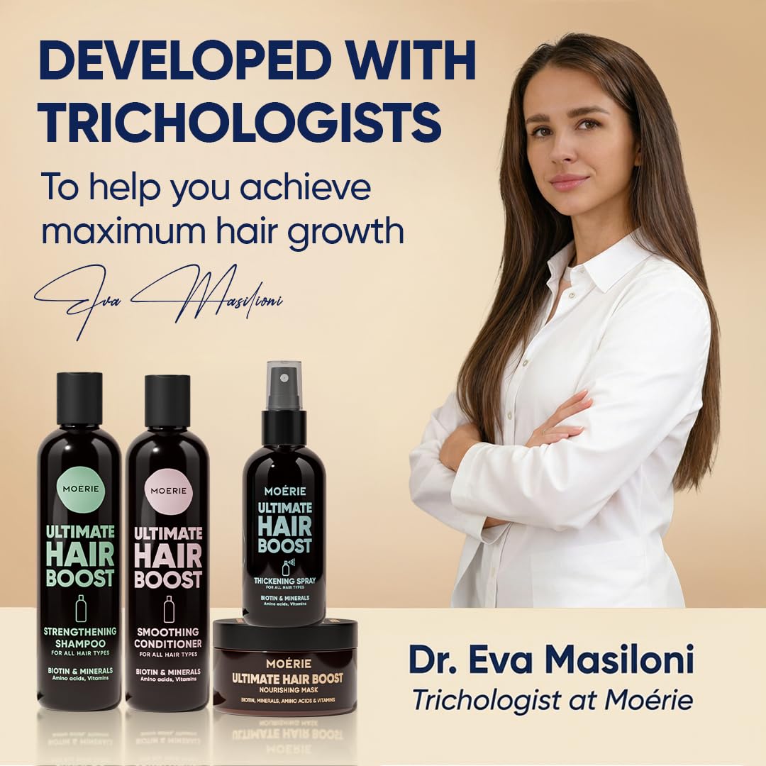 Moerie Pack Méga Minéral - Shampoing, Après-Shampoing, Masque et Spray Capillaire - Soin Ultime Pour des Cheveux Plus Longs, Épais et Volumineux - Produits Végans, Sans Paraben ni Silicone