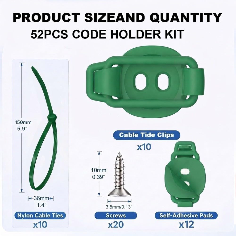 Clips Cables Ajustables 10 Unidades Gestión Orden(green)