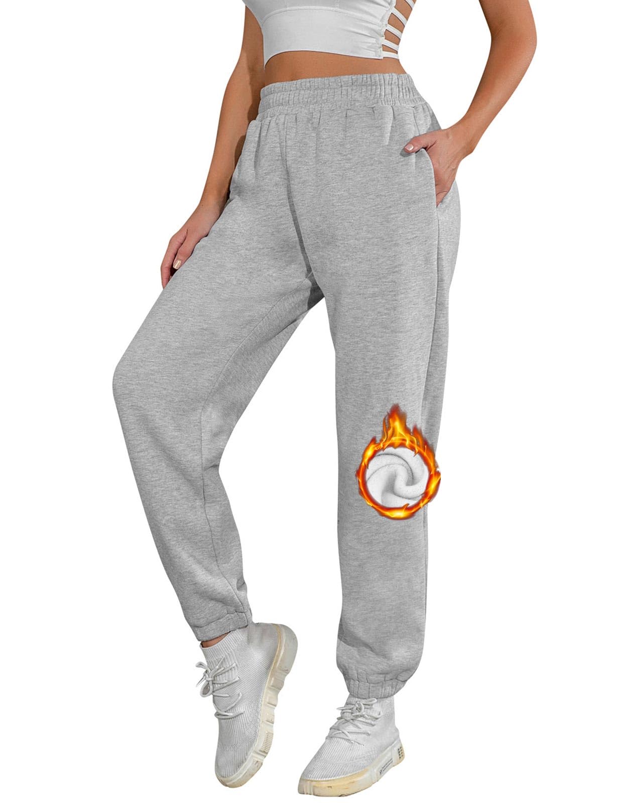 UMIPUBO Pantaloni Tuta Donna Felpati, Casual Pantalone Jogging in Pile con Cinta Elastica Lunghi Pants Jogger Sweatpants Invernali