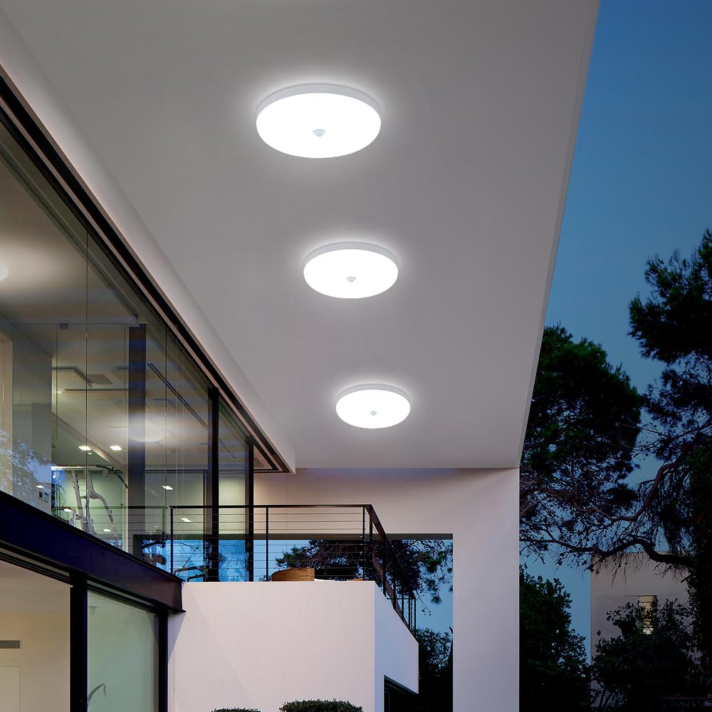 DELIPOP Motion Sensor Ceiling Lights, 10 Inch 2400LM LED Flush Mount Round Ceiling Lighting Fixture for Hallway, Stairs, Walk-in Closet, Porches, Garage, Laundry Rooms, 30W 6500K Cool White Light